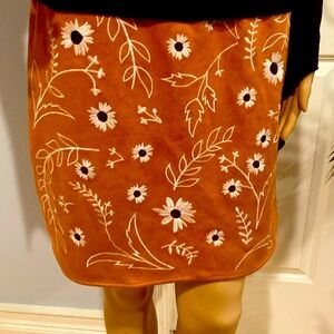 Burnt orange blue rain suede mini skirt